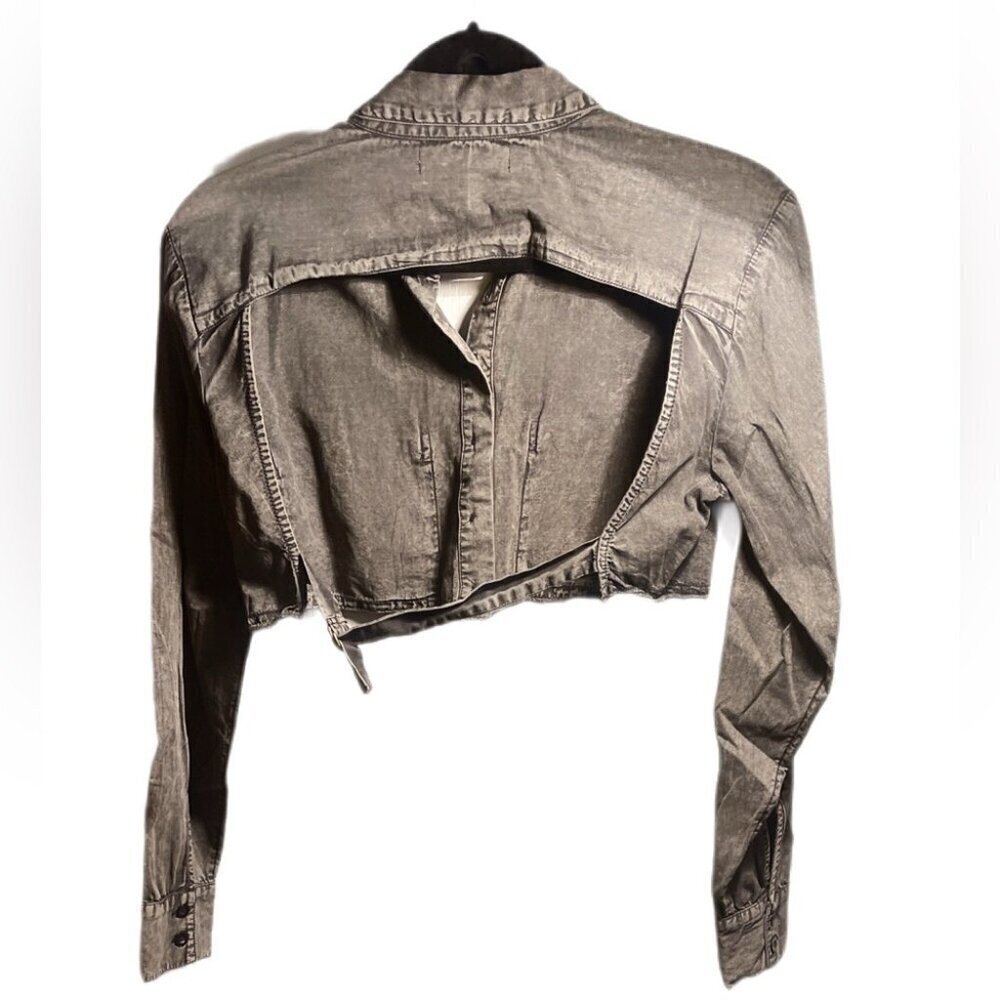 Urban outfitters BDG Davidson cutout button down cropped denim jacket XS - Picture 3 of 6